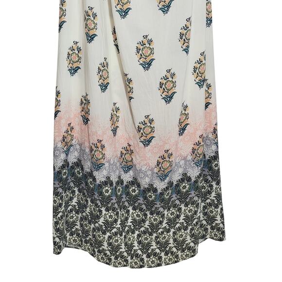 Floral Crochet Bohemian Maxi Dress Halter Top Open Back A Line White Blue Small - Picture 11 of 13